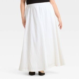 New Day - Women's Maxi Picnic A-Line Skirt - Size 1X White